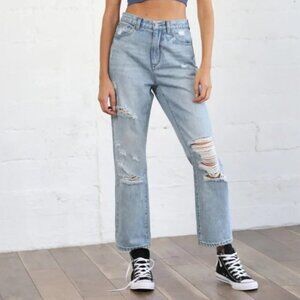 By Together Distressed Light Wash High Waisted Boyfriend Jeans in Size Medium